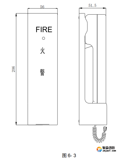 海湾GST-TS-100A/100B型消防电话分机示意图