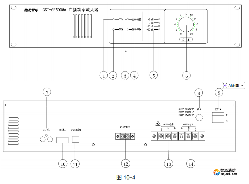 海湾GST-GF500WA/300WA/150WA 型广播功率放大器接线安装技术 海湾GST-GF500WA/300WA/150WA 型广播功率放大器接线安装技术
