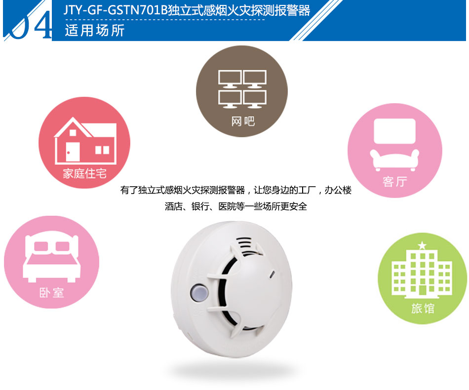 JTY-GF-GSTN701B独立式光电感烟火灾探测报警器应用场所