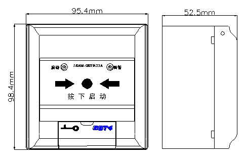 海湾J-SAM-GST9123A消火栓按钮外形示意图