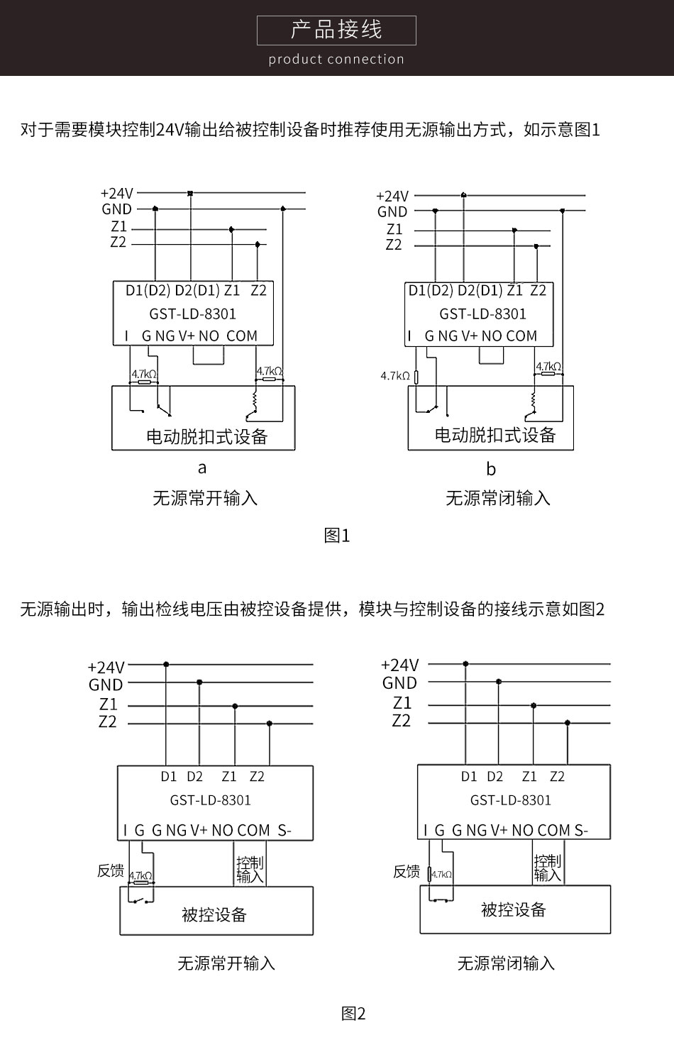 GST-LD-8301(船用)输入输出模块接线图