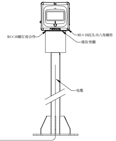 J-SAM-GST9116隔爆手动火灾报警按钮立柱安装方式示意图