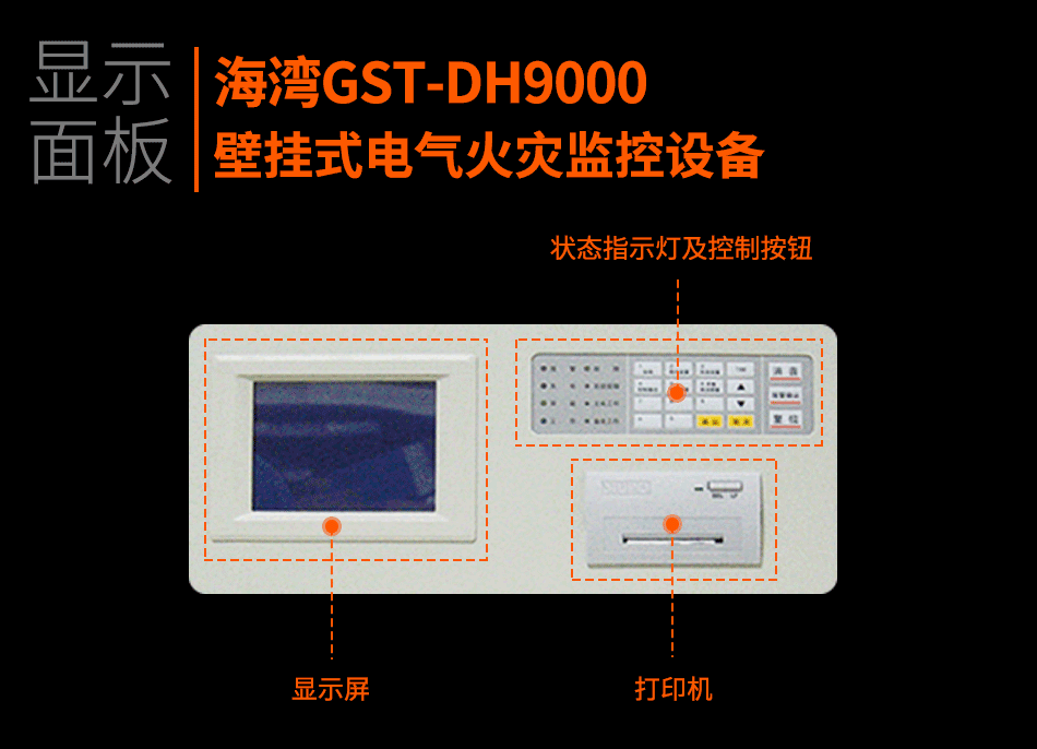 GST-DH9000壁挂式电气火灾监控设备显示面板