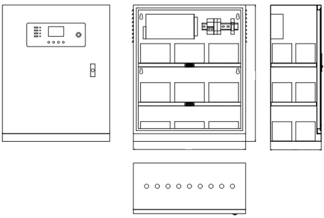 HW-DL-1KVA-N200消防应急灯具专用应急电源外形结构示意图
