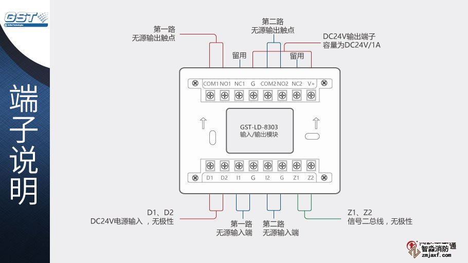 海湾GST-LD-8303输入/输出模块接线