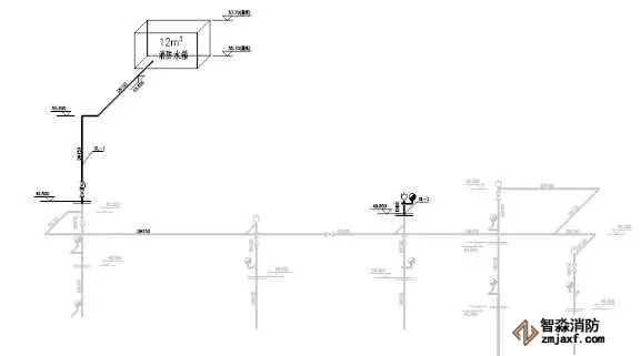 室内消火栓给水系统屋顶层系统图
