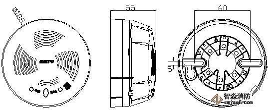 海湾GST-BT（R）001M点型可燃气体探测器外形尺寸图