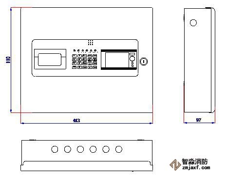 海湾可燃气体报警控制器/主机JB-KR-GST004外形尺寸图