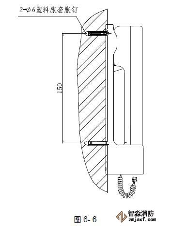 GST-TS-100A型消防电话分机安装示意图如图6-6所示：