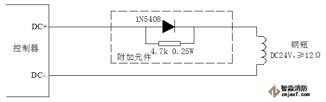 气体灭火控制器与钢瓶电磁阀接线图