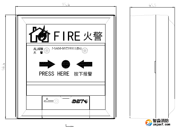 报警按钮外形示意图